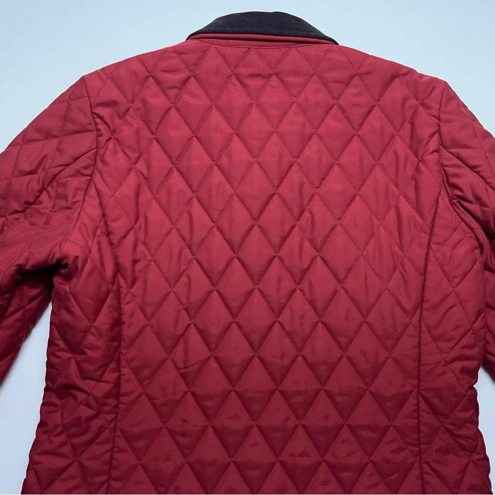 Brooks Brothers Diamond Quilted Jacket Womens Size 10 Insulated Corduroy Collar - Picture 13 of 14